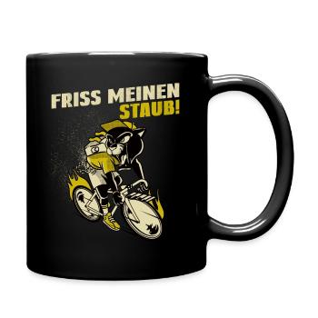 Friss meinen Staub | Radsport Rennrad Shirt - Tasse einfarbig - Schwarz - Rechts