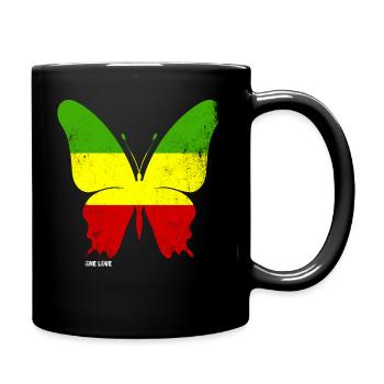 Butterfly Reggae Music Jamaica Rastafar Peace Love - Full Colour Mug - black - Right