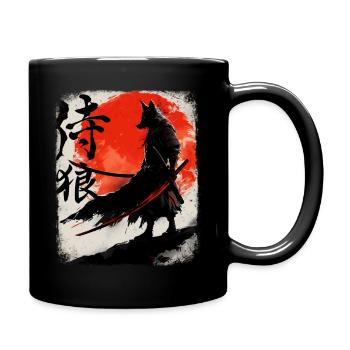 samurai wolf kanji ninja budo martial arts wolf - Full Colour Mug - black - Right