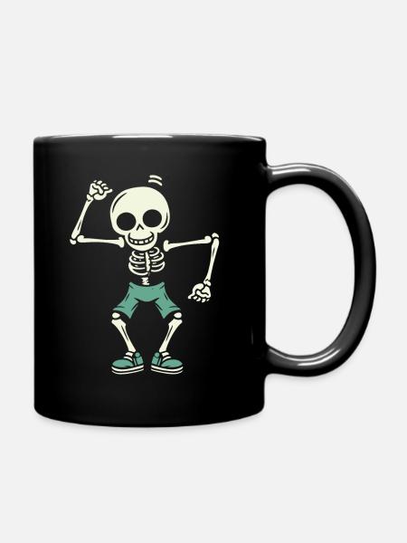 Tanzendes Skelett Totenkopf - Tasse einfarbig - Schwarz
