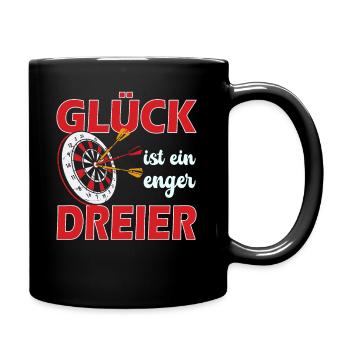 Glück ist ein enger Dreier - Tasse einfarbig - Schwarz - Rechts