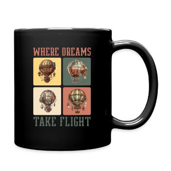 Heißluftballon - Tasse einfarbig - Schwarz - Rechts