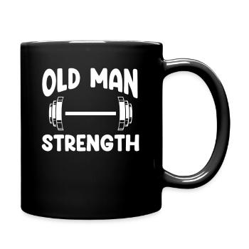 Old Man Strength Powerlifting Grandpa Fitness - Full Colour Mug - black - Right