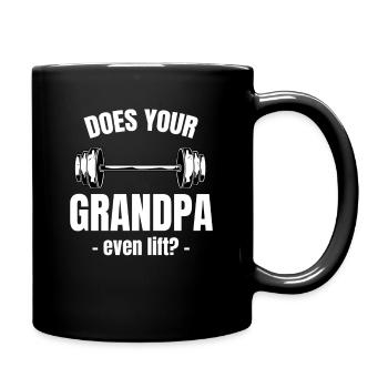 Hebt Dein Opa Überhaupt? Powerlifting Bodybuilding - Tasse einfarbig - Schwarz - Rechts