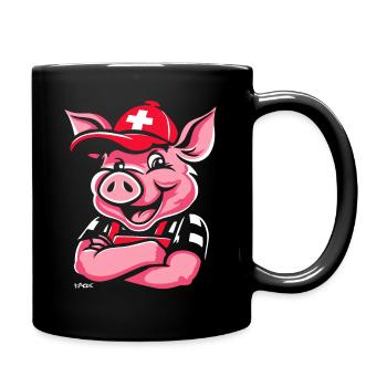 Drapeau et cochon suisse - Mug uni - noir - Droite