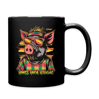 ROOTS ROCK REGGAE Cool Pig - Full Colour Mug - black - Right