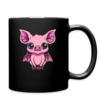 Cute Bat Pig Gargoyle - Full Colour Mug - black - Right