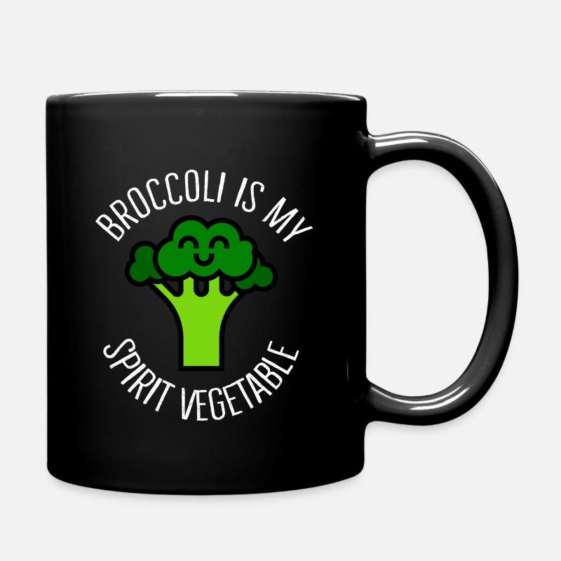 Broccoli Is My Spirit Vegetable, Gift for a Vegan - Full Colour Mug - black