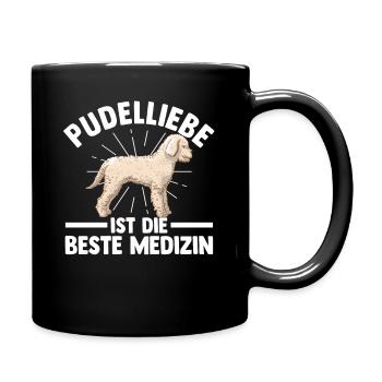 Hund Pudel - Tasse einfarbig - Schwarz - Rechts