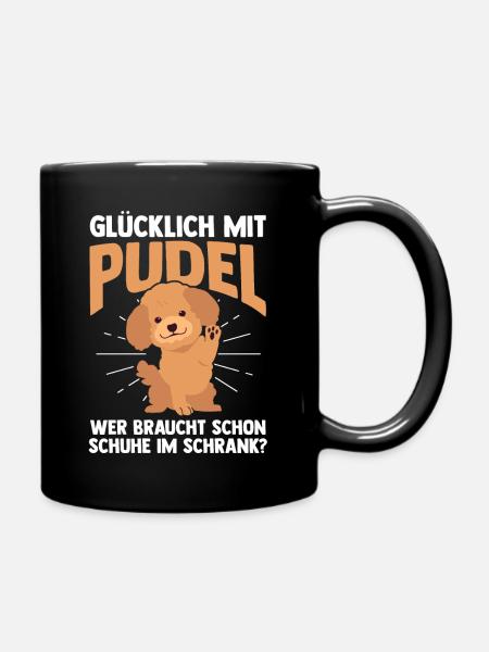 Hund Pudel - Tasse einfarbig - Schwarz
