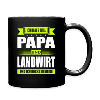Zwei Titel Papa Und Landwirt Bauer Landwirtschaft - Tasse einfarbig - Schwarz - Rechts