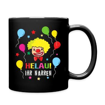 Helau Narr Narren Clown Kostüm Karneval lustig - Tasse einfarbig - Schwarz - Rechts