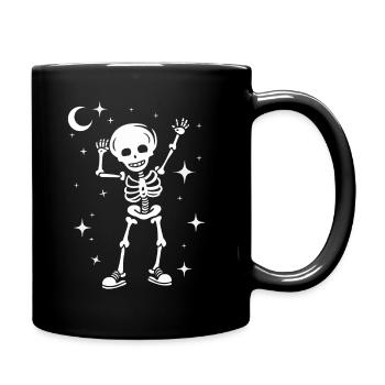 Lustiges Skelett Totenkopf Tanzen Halloween - Tasse einfarbig - Schwarz - Rechts