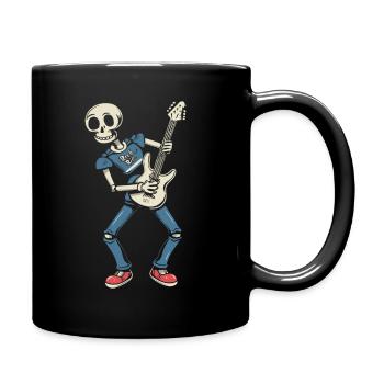Funny Skeleton Skull Guitarist Halloween - Full Colour Mug - black - Right