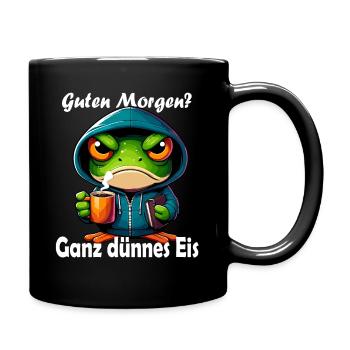 Coffee, morning grouch, late riser, frog, funny - Full Colour Mug - black - Right