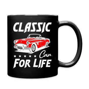 Classic Car For Life - Tasse einfarbig - Schwarz - Rechts