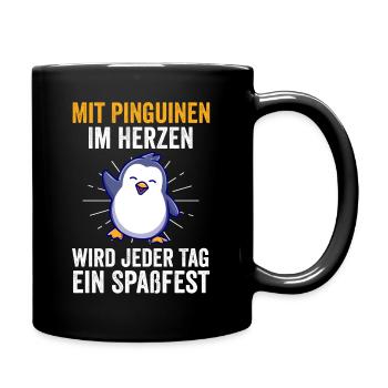 Süße Pinguin - Tasse einfarbig - Schwarz - Rechts