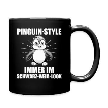 Süße Pinguin - Tasse einfarbig - Schwarz - Rechts