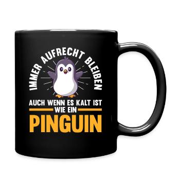 Süße Pinguin - Tasse einfarbig - Schwarz - Rechts