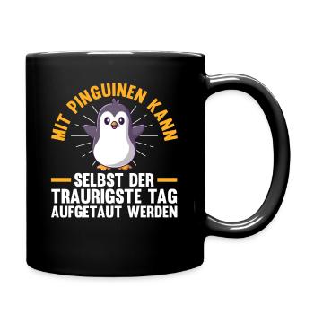Süße Pinguin - Tasse einfarbig - Schwarz - Rechts