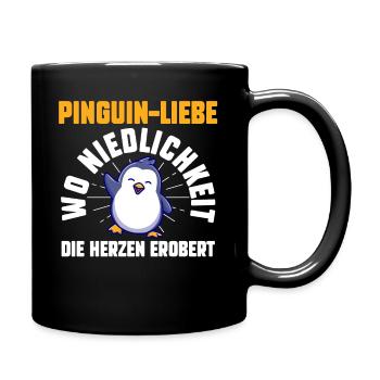 Süße Pinguin - Tasse einfarbig - Schwarz - Rechts
