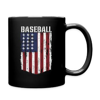 BASEBALL Amerika USA Flagge - Tasse einfarbig - Schwarz - Rechts