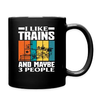 Retro Ich Mag Zug Züge 3 Leute - Tasse einfarbig - Schwarz - Rechts