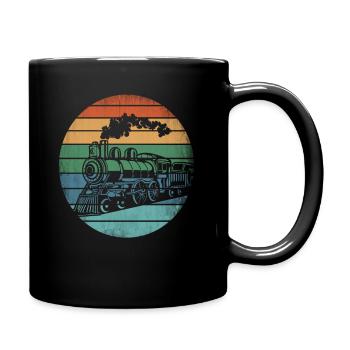 Retro Lokomotive - Tasse einfarbig - Schwarz - Rechts