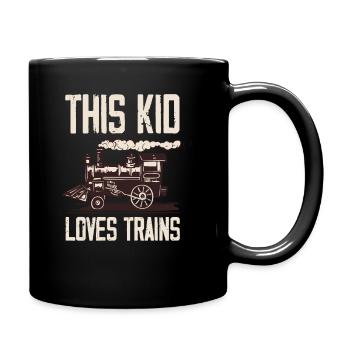 Dieses Kind Liebt Züge Zug Lokomotive - Tasse einfarbig - Schwarz - Rechts