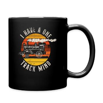 Retro Lokomotive Gleise Spruch Geschenk - Tasse einfarbig - Schwarz - Rechts