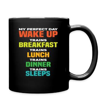 Perfekter Tag Züge Zug Eisenbahn - Tasse einfarbig - Schwarz - Rechts