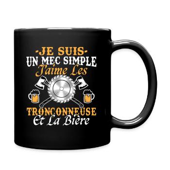 Kettensäge Bier Humor Mann Holzfäller Lustig - Tasse einfarbig - Schwarz - Rechts