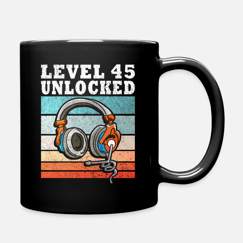 45.Geburtstag - 45 jahre level 45 freigeschaltet - Tasse einfarbig - Schwarz