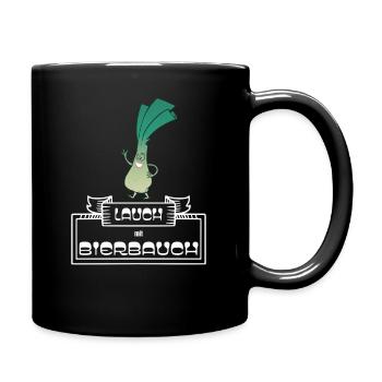 Du bist Lauch Spruch krasseste Lauch mit Bierbauch - Tasse einfarbig - Schwarz - Rechts