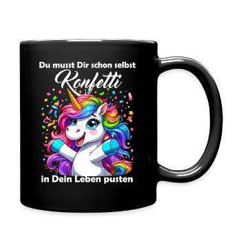 Unicorn Carnival Confetti Fun Optimism Funny - Full Colour Mug - black - Right