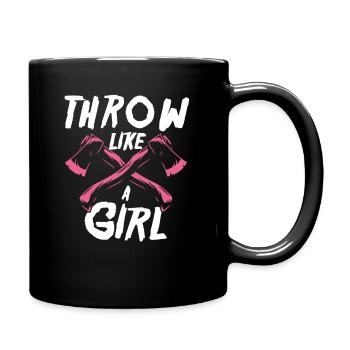 Axtwerferin Axtwurf Hobby Sport - Tasse einfarbig - Schwarz - Rechts