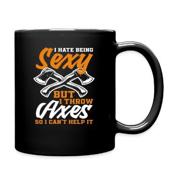 Axtwurf Axt Werfen Mann Frau Geschenk - Tasse einfarbig - Schwarz - Rechts