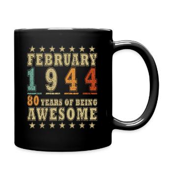 80 ans, construit en 1944, né en février 1944 - Mug uni - noir - Droite