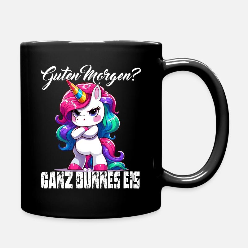 Lustig Einhorn Morgenmuffel Büro Kollege Partner - Tasse einfarbig - Schwarz
