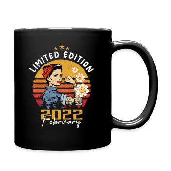 2 Jahre - Geboren im Februar 2022 - Tasse einfarbig - Schwarz - Rechts