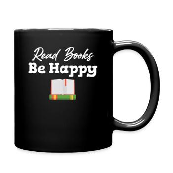Reading Books Be Happy Bookworm Library - Full Colour Mug - black - Right