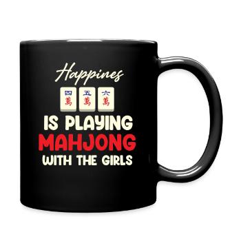 Happiness is playing mahjong with the girls - Full Colour Mug - black - Right