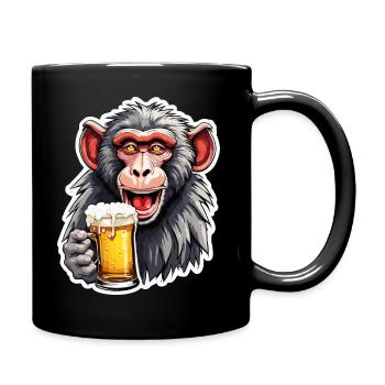 Monkey / Animal / Zoo / Babian / Wild / Comic - Full Colour Mug - black - Right