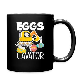Ostern Wortspiel Bagger Osterhase - Tasse einfarbig - Schwarz - Rechts
