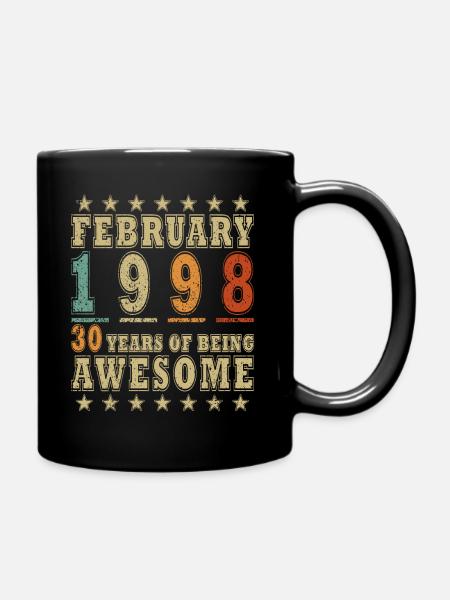 26. Geburtstag FEBRUAR Jahrgang 1998 Geschenkidee - Tasse einfarbig - Schwarz