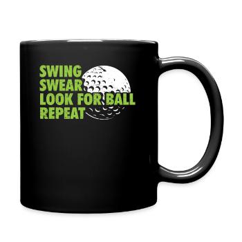 Swing Swear Look For Repeat Funny Golf Golfer - Full Colour Mug - black - Right