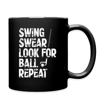 Swing Swear Look For Repeat Funny Golf Golfer - Full Colour Mug - black - Right
