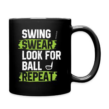 Swing Swear Look For Repeat Funny Golf Golfer - Full Colour Mug - black - Right