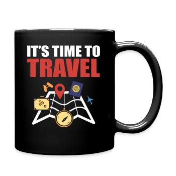 It's Time To Travel Flugbegleiterin - Tasse einfarbig - Schwarz - Rechts