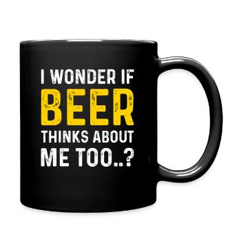 Beer Thinks About Me Graphic Novelty Sarcastic - Full Colour Mug - black - Right